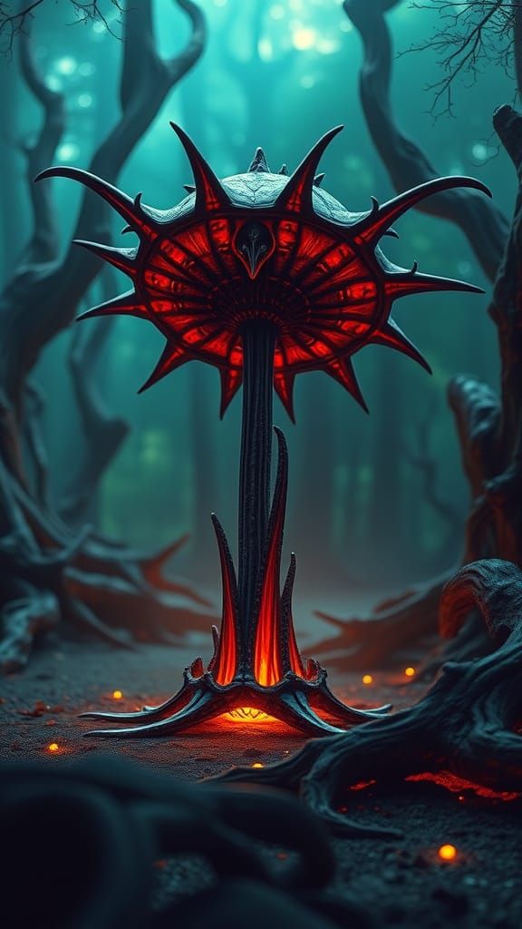 Gothic Carnivorous Plant Emerges from Shadows
