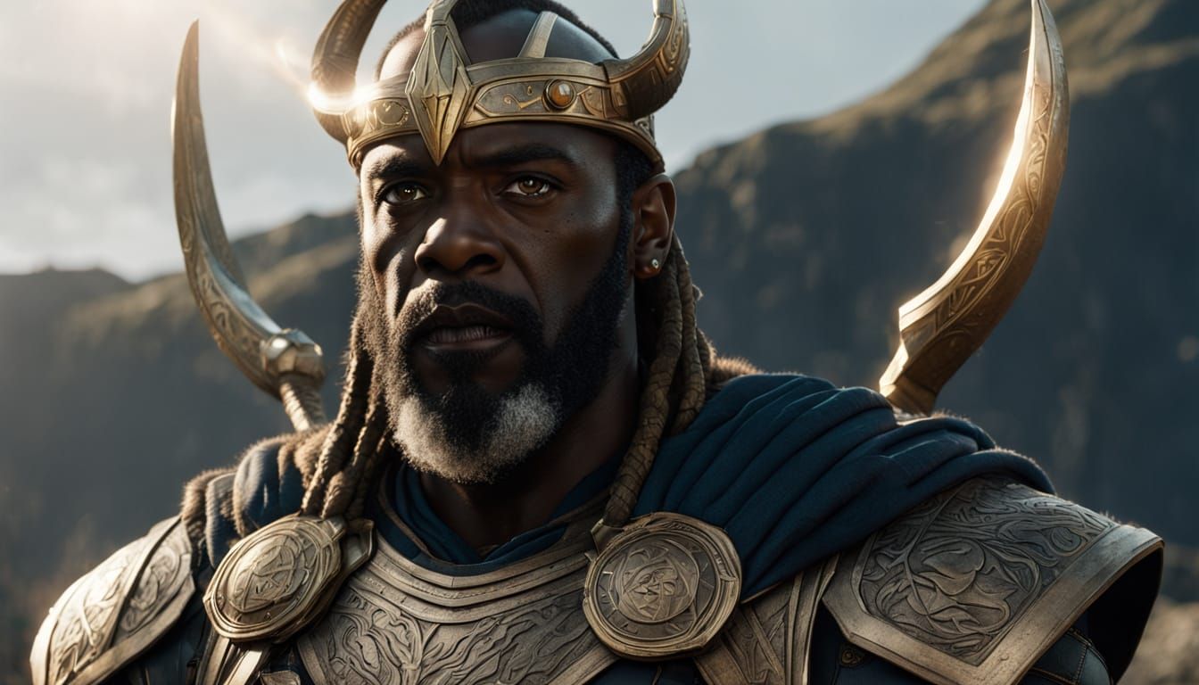 Norse God Heimdall in Epic Cyberpunk Style