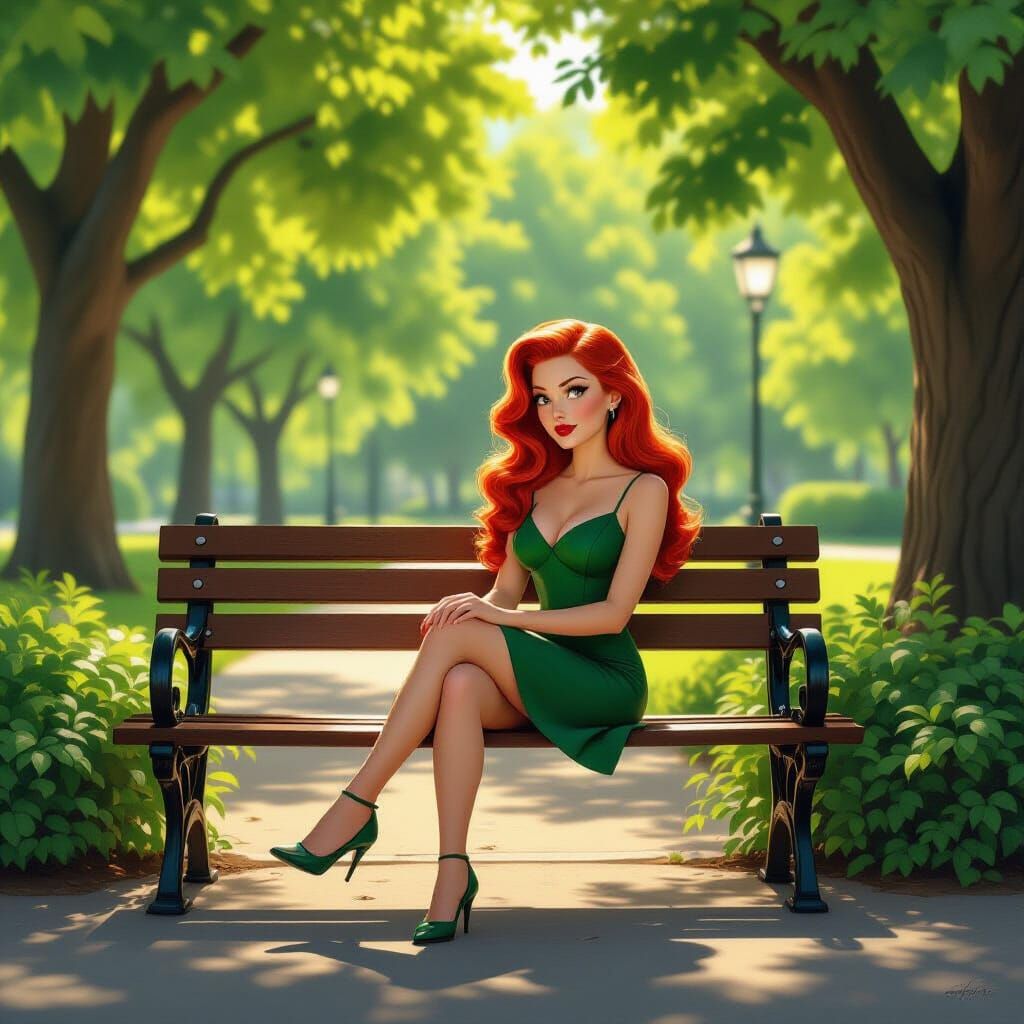 Holly Would in Park, Hyperrealistic Style