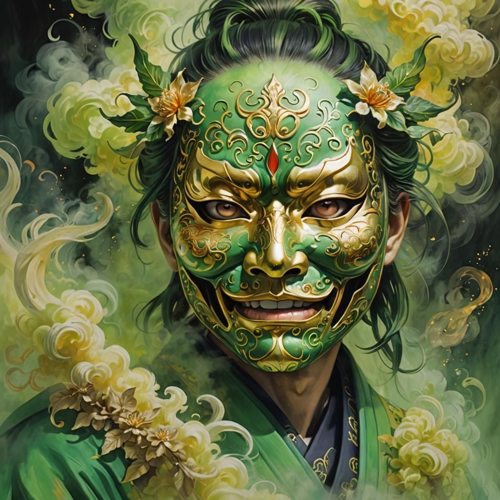 A captivating anime-style painting depicting a traditional J...