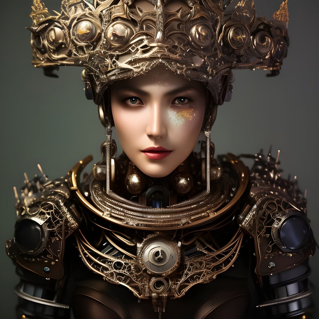 Steampunk Android Portrait in Hyperdetailed Fantasy Style