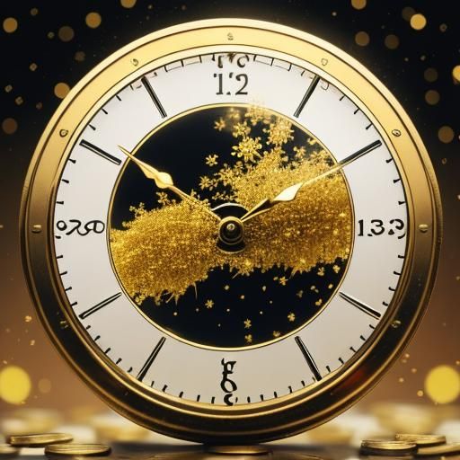 Golden Money Clock in Air