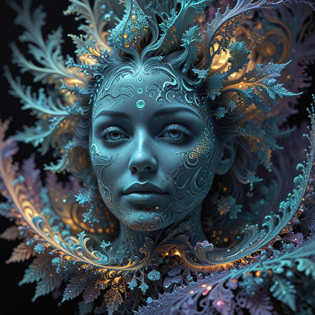 Surreal Portrait in Ethereal Twilight Landscape