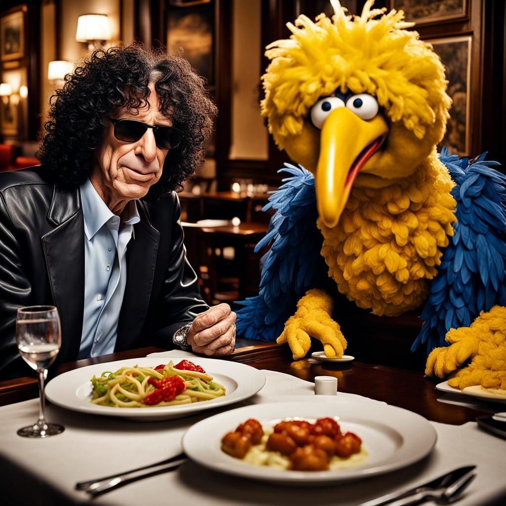Howard Stern and Big Bird Romantic Dinner