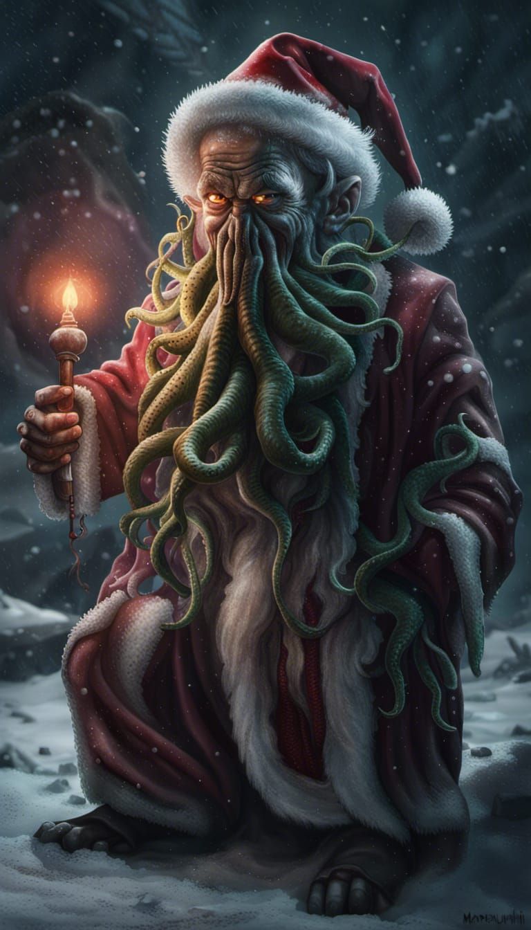 Lovecraftian Santa Claus in Dark Fantasy Style