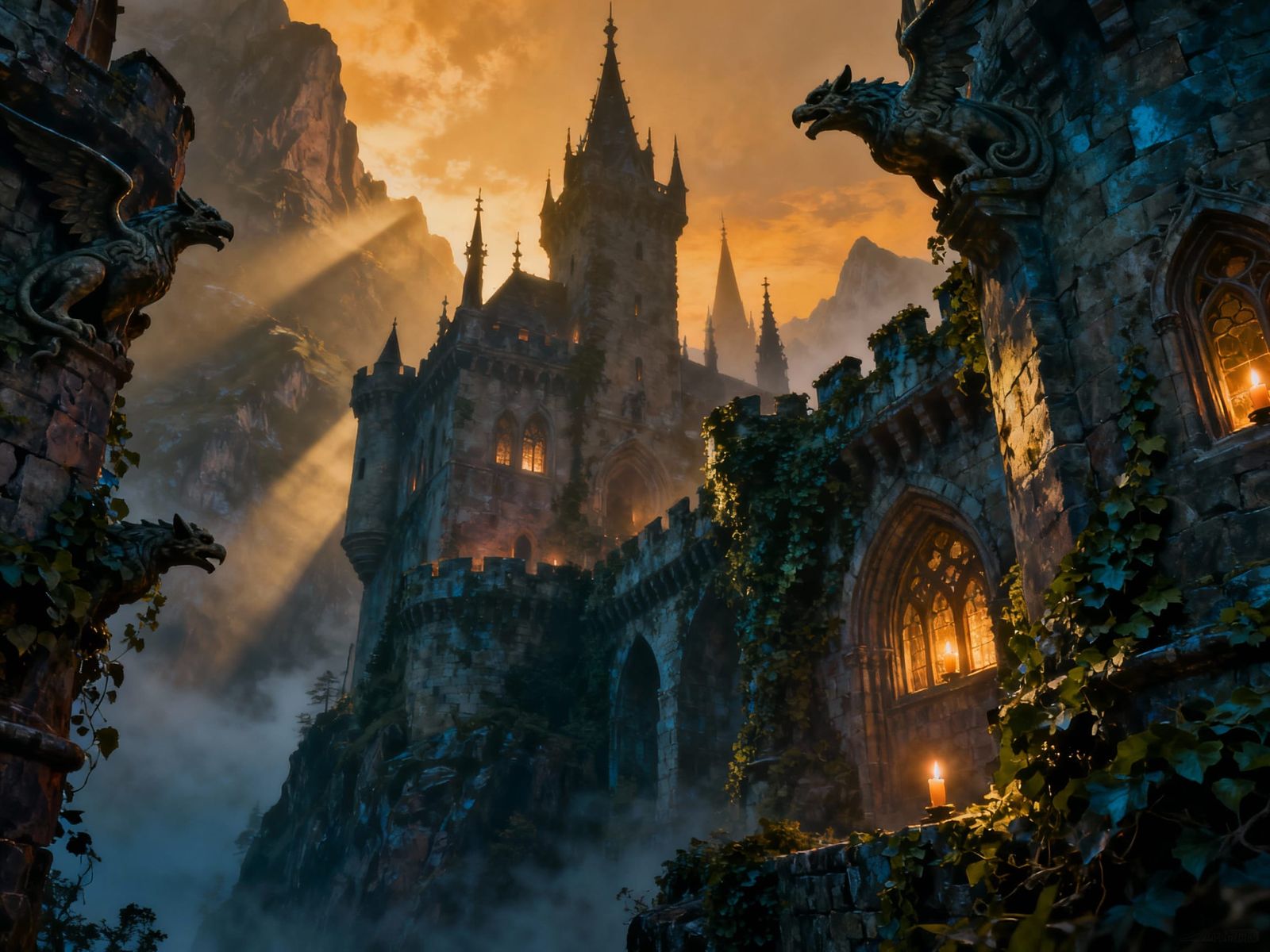 Gothic Carpathian Castle in Moody Cinematic Light