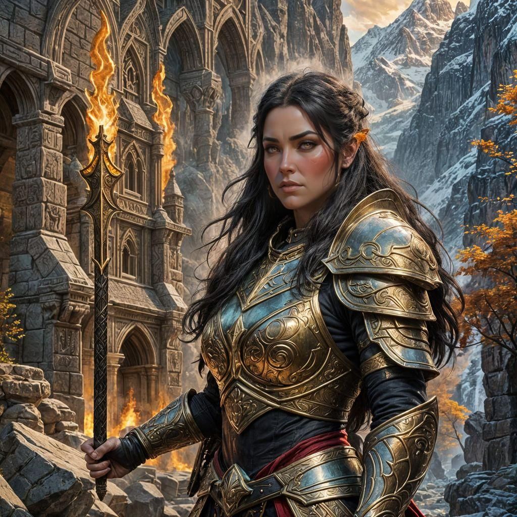 Epic Dwarven Fire Guard Warrior in High Fantasy Style