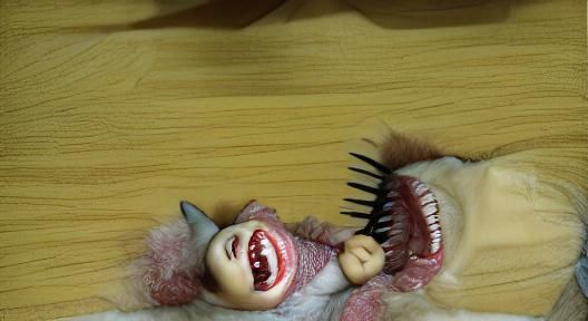 Realistic Terrifying Doll with Sharp Teeth