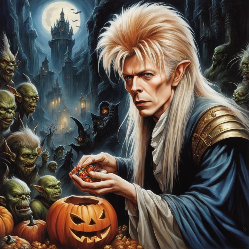 Goblin King Halloween Candy, Hyperrealistic Splash Art