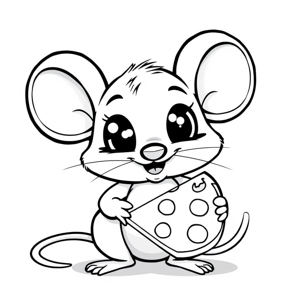 Cute Mouse in Playful Black and White Comic Style