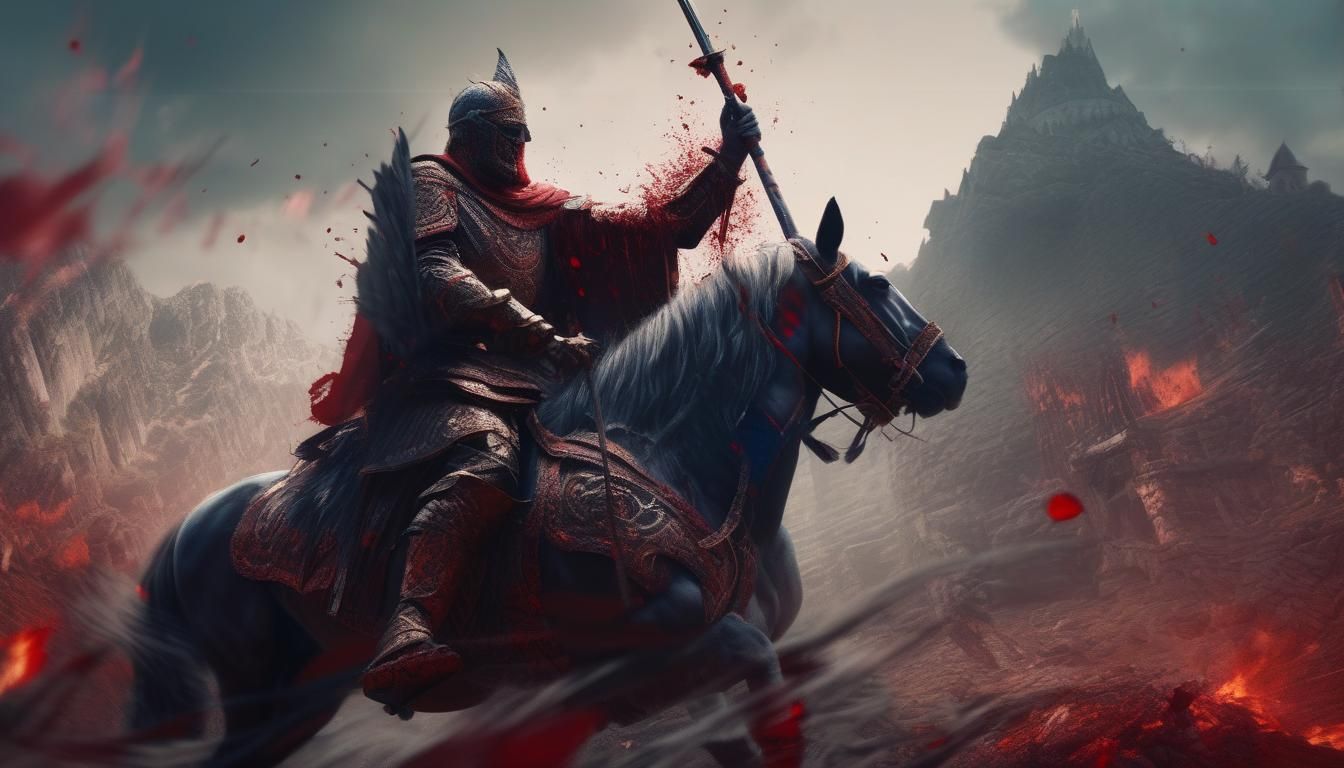 Hero on Horseback with Spear: Fantasy Concept Art