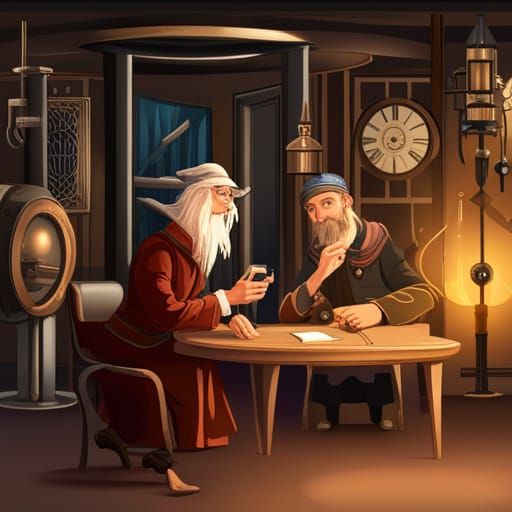 Steampunk Wizards in a Magical Lab