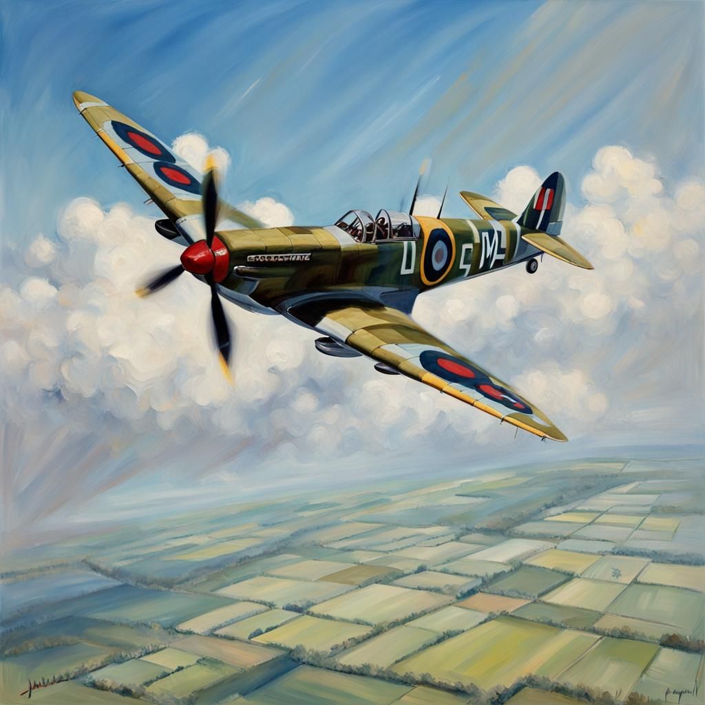 Spitfire in Flight: Oil Painting by James Gurney