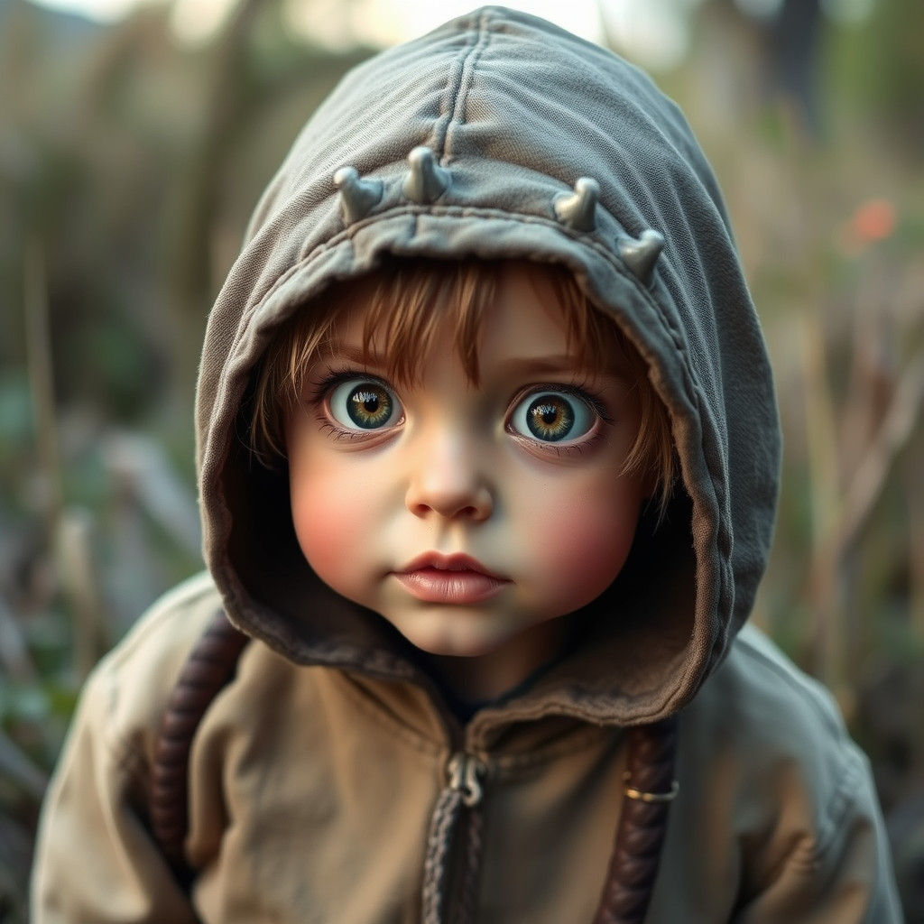 Whimsical Portrait of a Mysterious Character with Glowing Ey...