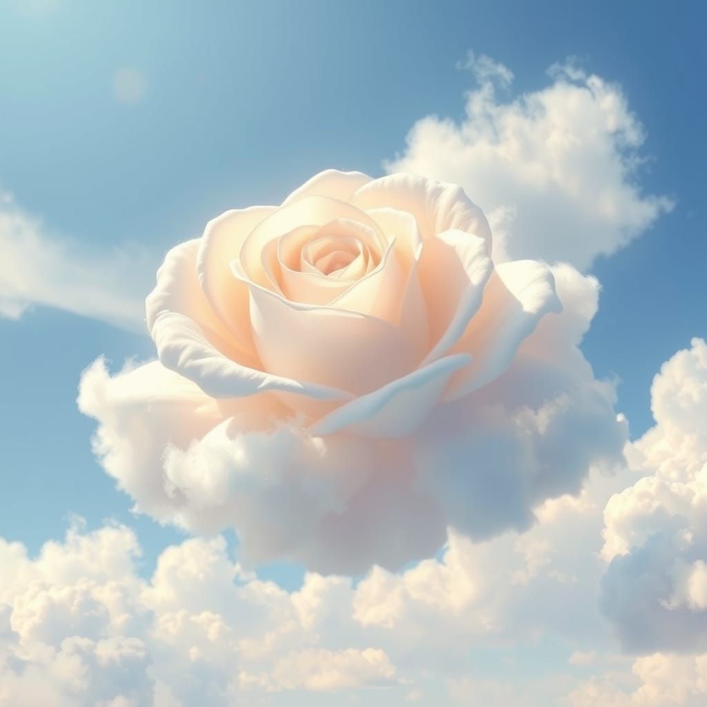 Ethereal Rose Cloud in Dreamlike Fantasy Sky