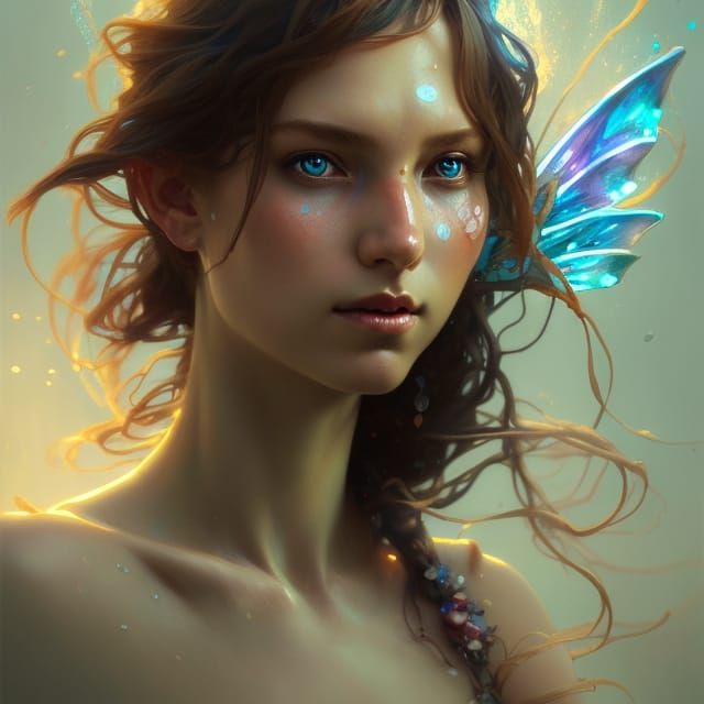 Detailed Water Fairy Portrait in Splash Art Style