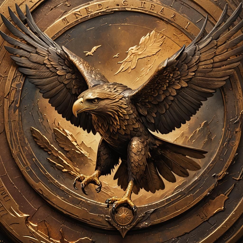 Bronze Coin with Two-Winged Eagle: Fantasy Art