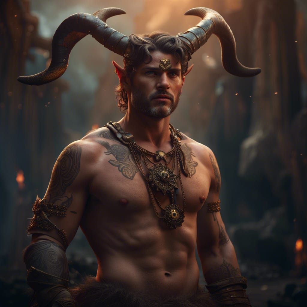 Horned God in Detailed Fantasy Concept Art