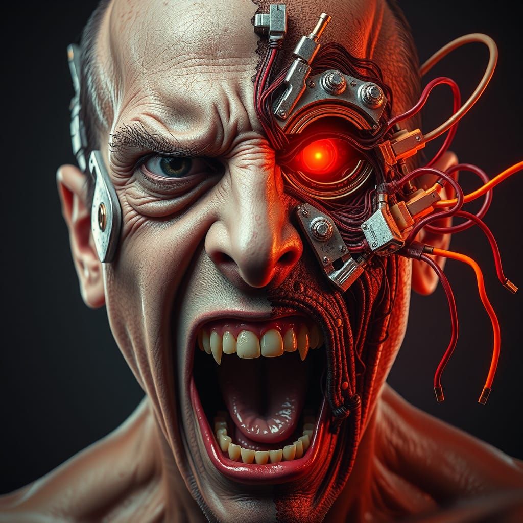 Biomechanical Horror in Neon Dystopia