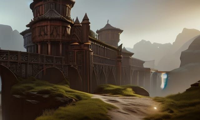 Dark Fantasy Medieval Bridge Art in 8K