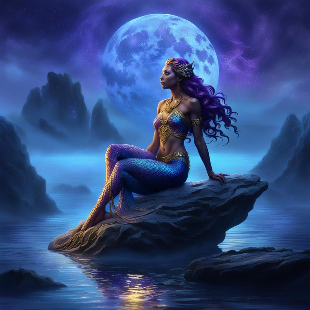 Moonlit Mermaid Fantasy Concept Art