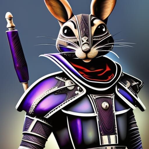 Rabbit Samurai Warrior in Detailed 3D Style