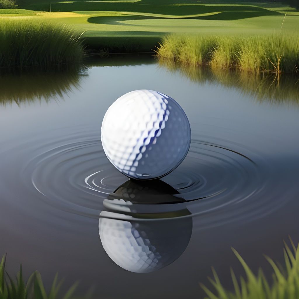 Golf Ball Reflection Over Pond: Motion Masterpiece