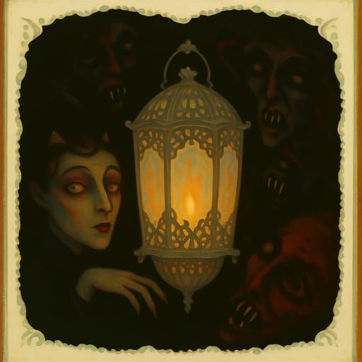 Vampire Lantern in Dreamlike Grotesque Style