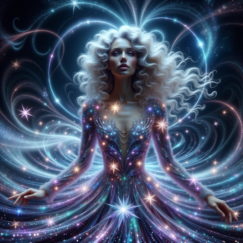 Starlight Woman in Fantasy World: Hyperrealistic Art