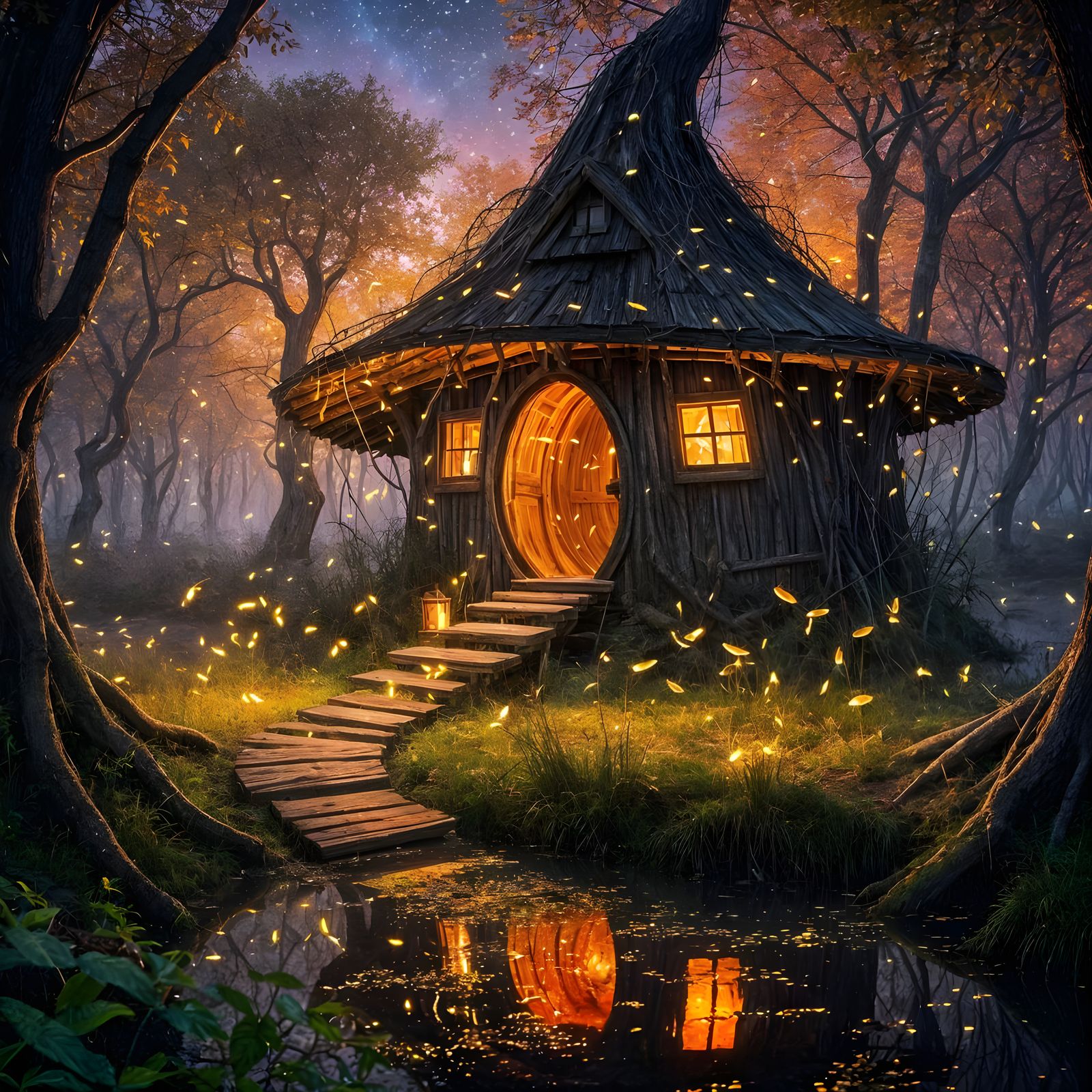 Glowing Fireflies Around Witch's Hut in Hollow