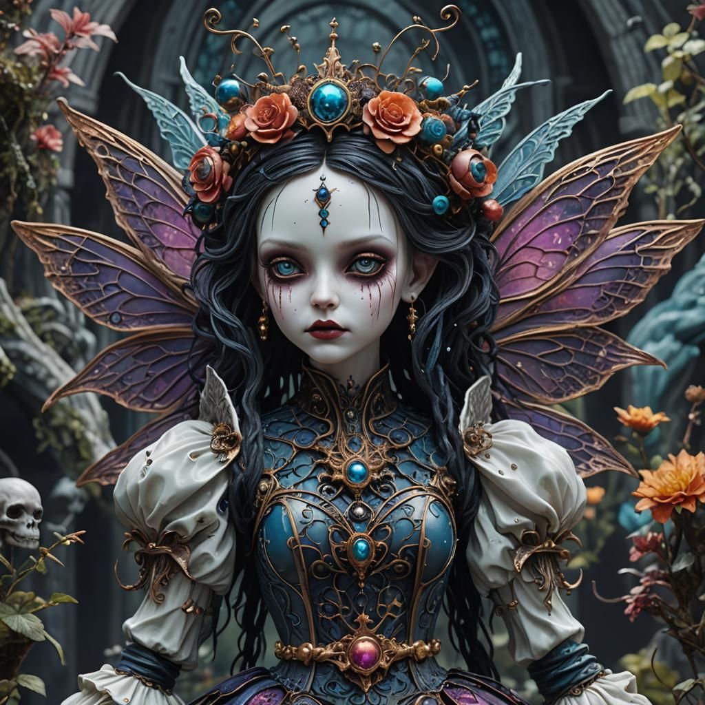 Gothic Extraterrestrial Fairy Doll in Detailed Digital Art