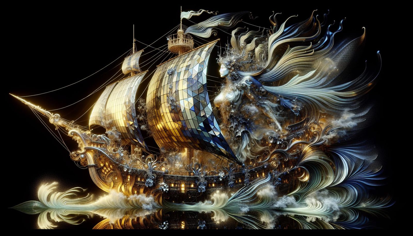 Galleon Sea Goddess Hologram in Dreamy Style