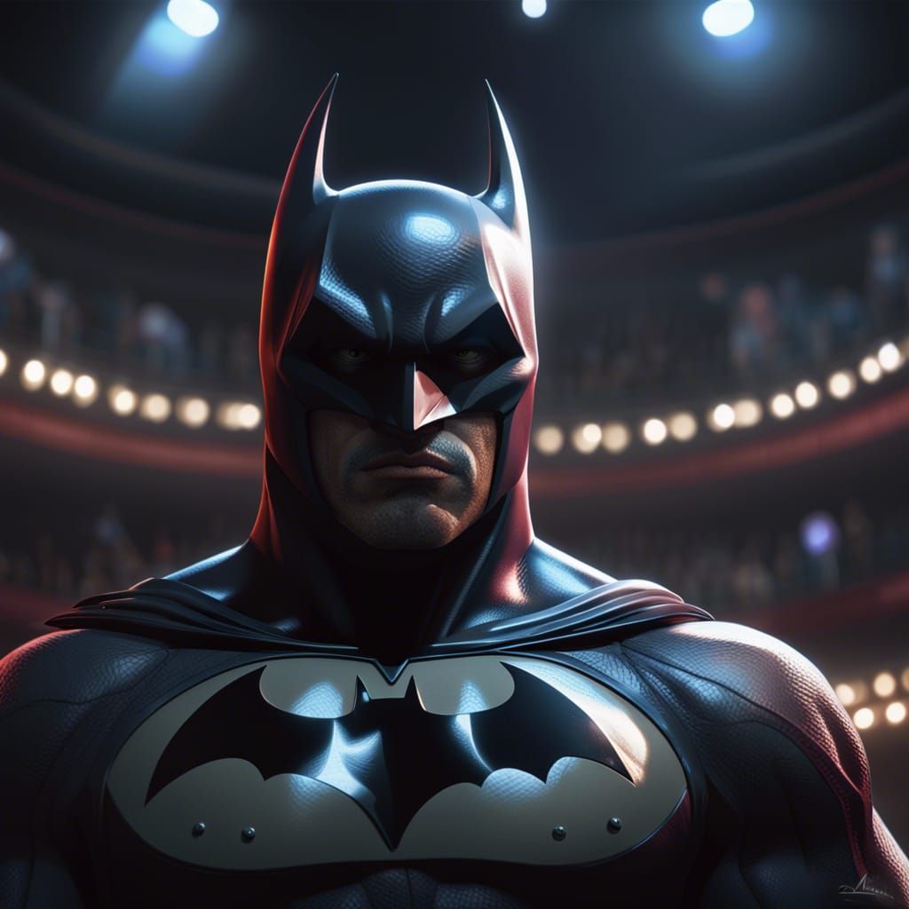 Batman in Dark Boxing Ring: Hyperdetailed Portrait