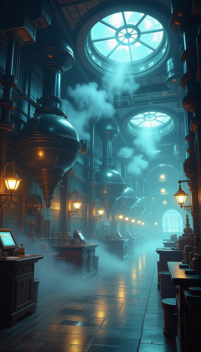 Mystical Dream Factory with Surreal Machinery