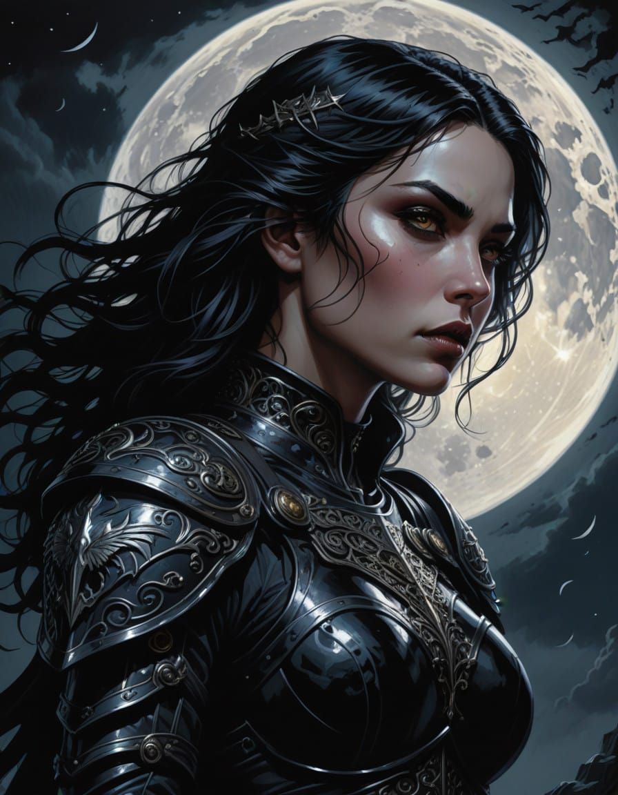 Gothic Warrior Woman in Dark Armor