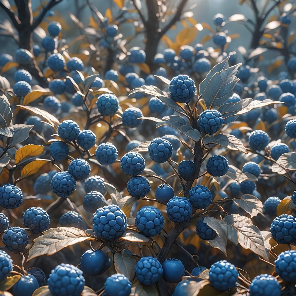Glowing Blue Star Fruit in 3D Anime Style