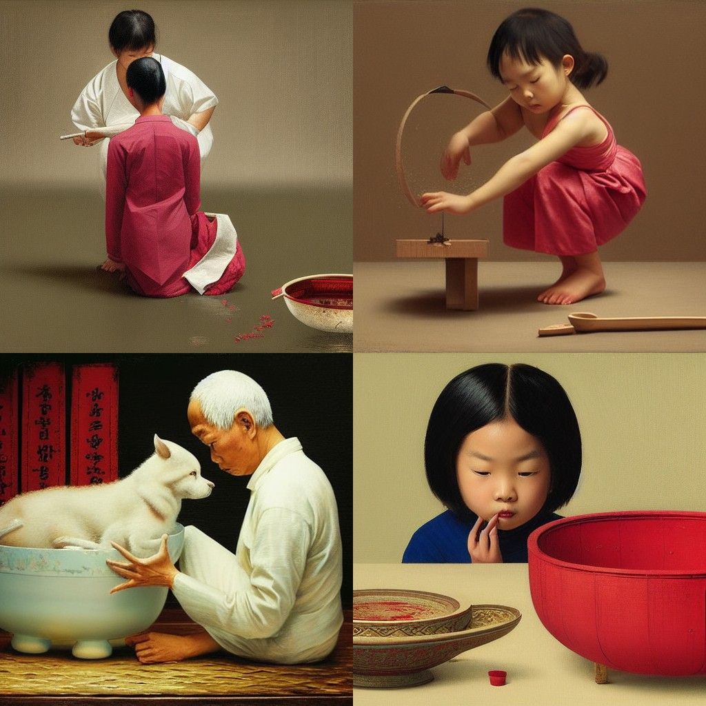 Underwater Sculpture Scene in Mixed Media Style