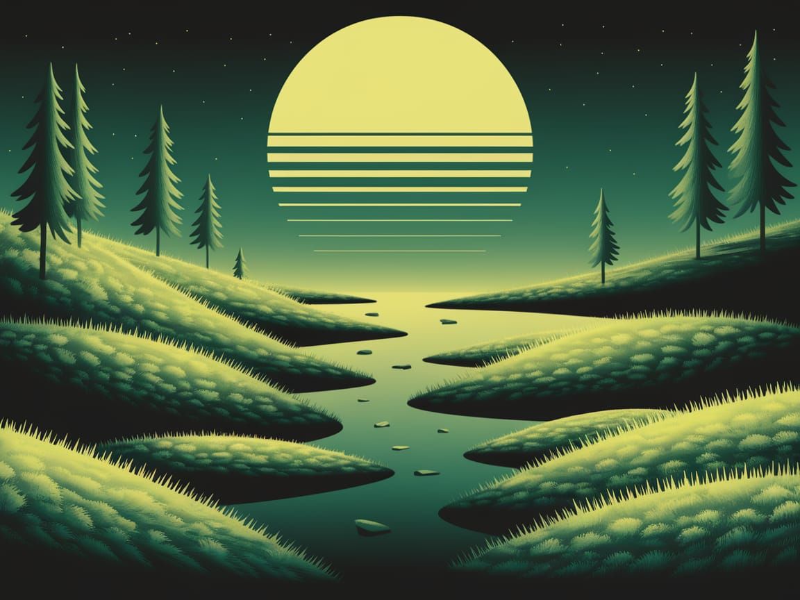 Vibrant Yellow Abstract Vaporwave Art