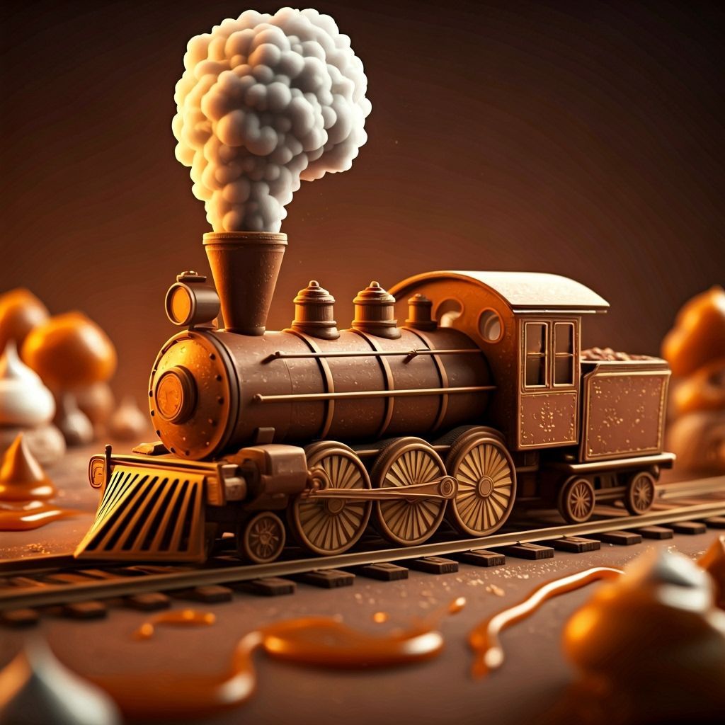 Chocolate Steam Train in a Dessert Landscape