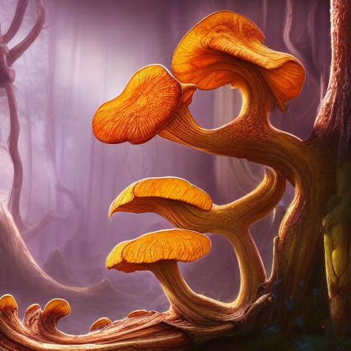 Fantastical Chanterelle Mushroom Matte Painting
