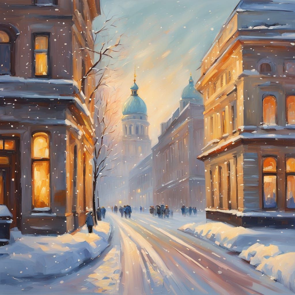 Winter Wonderland in St. Petersburg's Golden Light