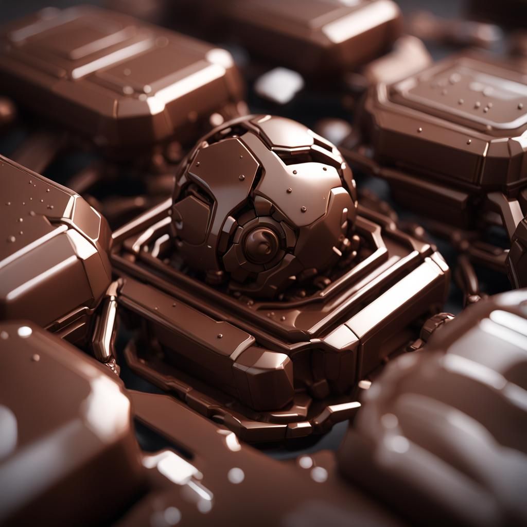 Futuristic Chocolate Mech in Sci-Fi Style