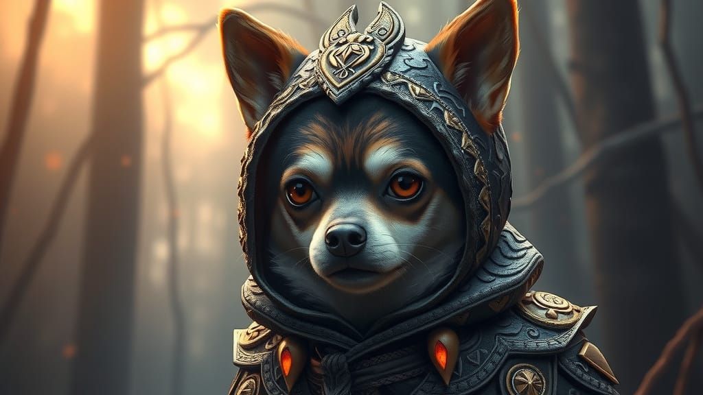 Chihuahua in Wolf Costume: Dark Fantasy Concept Art