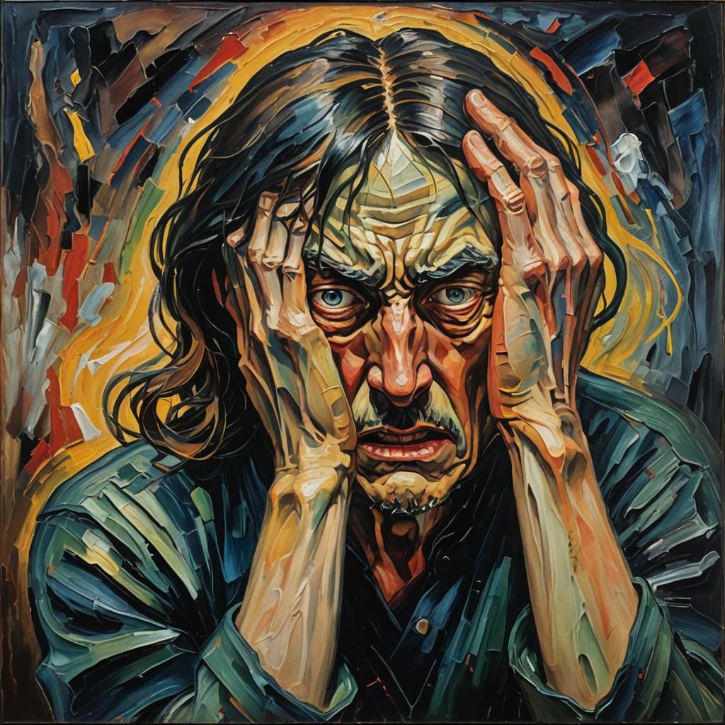Expressionist Agony: An Impasto Oil Painting