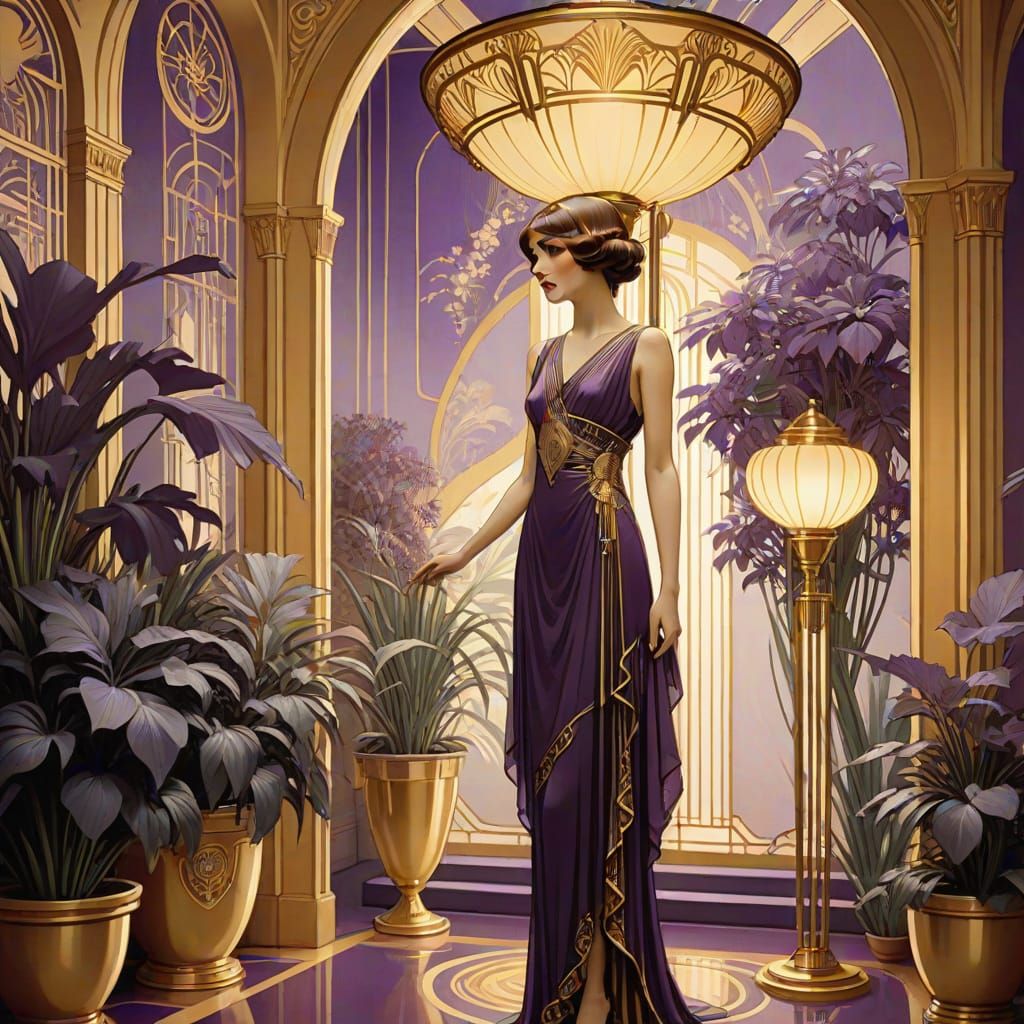 Elegant Art Deco Woman in a Luxurious Setting