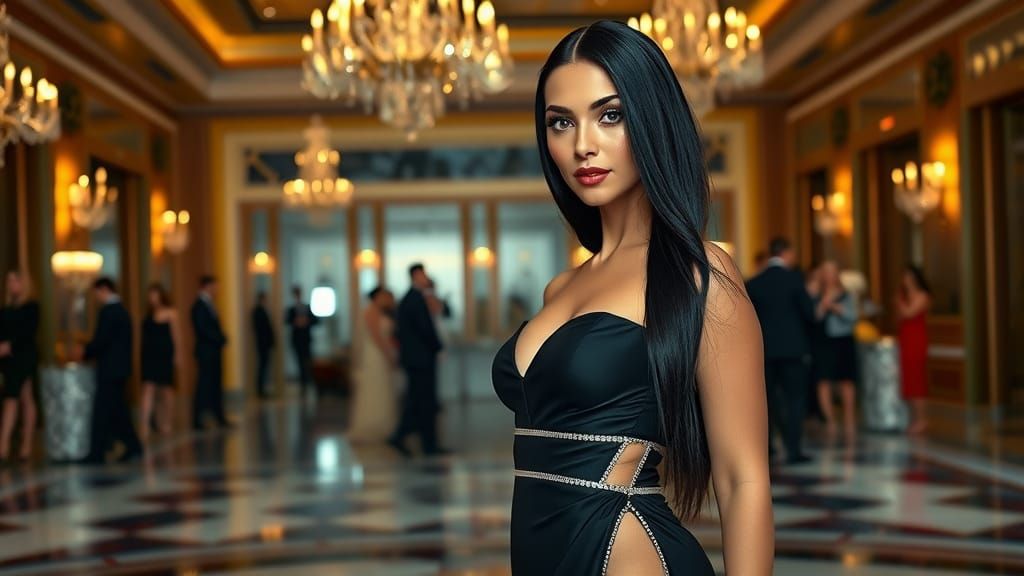 Elegant Woman in Gown, Ultra-Realistic 4K Photography