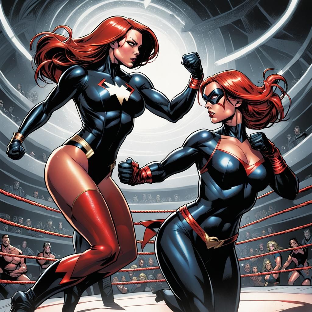 Black Widow vs Supergirl: Comic Book Wrestling