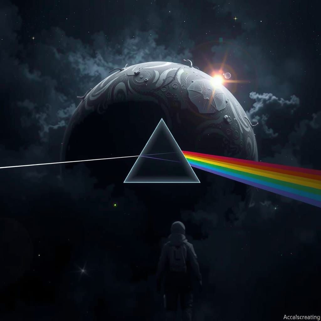 Astronaut on the Moon with Ancient Structure