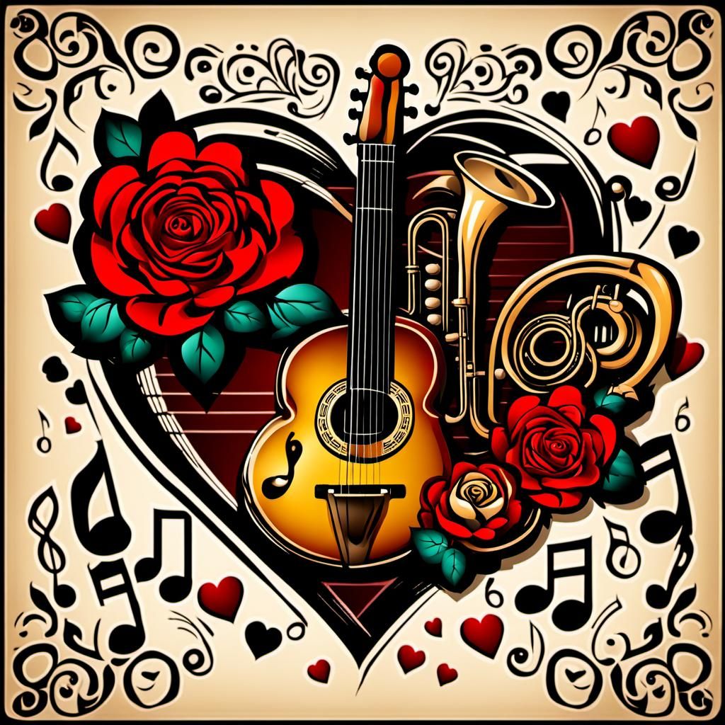 Heart of Music and Roses Composition