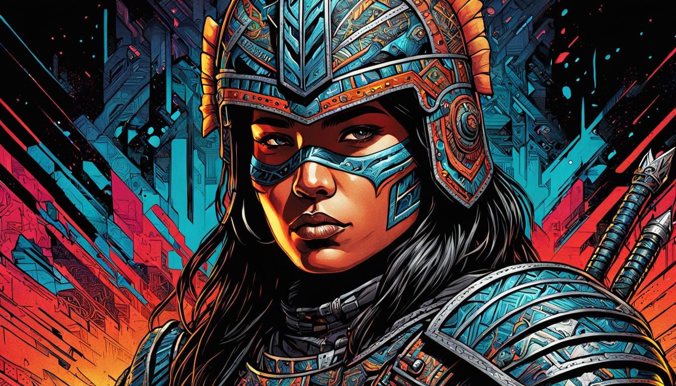 Native American Warrior Bounty Hunter in Comic Book Art